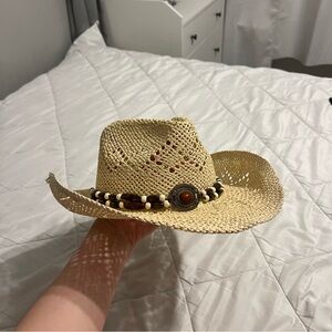 Beaded Straw Cowboy Hat